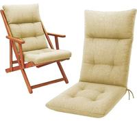 HAND Cuscino Ricambio per Poltrona Relax Harmony - Cuscino Sedia Sdraio 110x45x5 cm - Imbottito, con Elastico e Laccetti - Compatibile Sedie Legno Ferro PVC (Ecrù, 110x45)