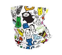 Hand Draw Textured Cats Doodle STYL White Unisex Fascia Collo Termico Collo Ghetta Elastico Bandana per Sci Pesca Bici Running