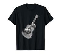 Hand Drawn Guitar Sketch Design, Expressive Acoustic Music Maglietta