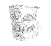 Hand Drawn Line Cute Horse 26X30Cm Multiuso Scaldacollo Antivento Headwrap per Campeggio Yoga Adulto