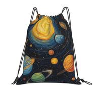 Hand Drawn Solar System Planets Borsa con Coulisse Unisex Zaini Sportivi Stringa Borsa Palestra per Viaggi Donna All'Aperto 36X42Cm