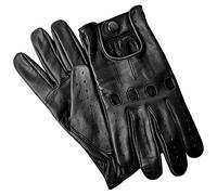 Hand Fellow - Guanti da uomo in pelle, stile vintage retrò, sfoderati Nero 90