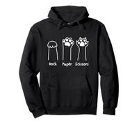 Hand Game Rock Paper Scissors Cute Paw Funny Cat Men Women Felpa con Cappuccio
