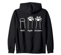 Hand Game Rock Paper Scissors Cute Paw Funny Cat Men Women Felpa con Cappuccio