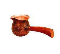 Hand-Hammered Copper Tea Kettle,Vintage Copper Tea Kettle with Wooden Handle,Multifunction Turkish Coffee Pot,Compatible with Electric,Induction,Stovetops