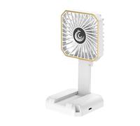 Hand Held Fan, Folding Neck Fan, Personal Air Cooler, 3 Speed Rechargeable Motor, Built-In Phone Stand, for Beach Travel Camping Desk Use, 2.95x2.76x5.51