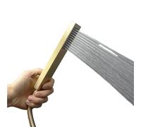 Hand Held Shower Head Black Brushed Golden Grey Handshower Head Stainless Steel Faucet Accessory Round Square Shower Head(Brushed Gold B)