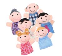 Hand Puppets, 6X Plush Cartoon Family Members Puppets for Kids, Soft Role-Play Figures, Cute Theater Props for Interactive Storytelling Game, Fun for Kids and Adults (Cloth)