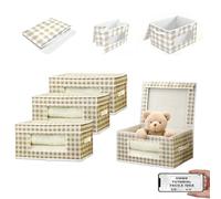 HAND Set 3 Scatola Vestiti Salvaspazio, Contenitori per Armadio e Cassetti, Scatole Pieghevoli, Scatole Armadio - Perfetti per Vestiti, Intimo e Accessori - Organizer Armadio (Beige)