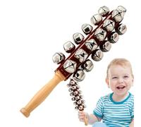 Hand Sleigh Bells - Wooden Jingle Hand Bells Durable Craft Material, Easy Grip Handle, Percussion Rattles, Music Learning Instrument | Children's Early Education Teaching Aids For Home