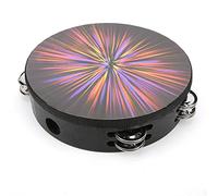 Hand Tambourine 8 - Inch, Double Row Percussion Instrument with Polyester Drum Skin and Solid Wood Frame, Colorful Kids Tambourine for Early Music Education, Safe Rounded Edge (fascio di particelle)