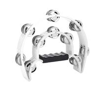 Hand Tambourine Double Row Jingle Handbell Tambourine sostituzione percussion Musical Instrument 6 Colors(bianco)