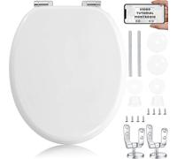 HAND - Tavoletta Water Universale in Legno con Cerniere Cromate Antiruggine - Copriwater Universale (Classica)