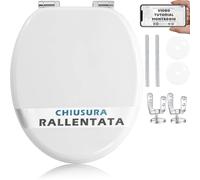 HAND - Tavoletta Wc Universale in Legno a Chiusura Rallentata con Cerniere Cromate Antiruggine, Copriwater Universale Resistente, Soft Close (Rallentata)