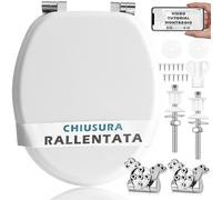 HAND - Tavoletta Wc Universale in Legno a Chiusura Rallentata con Cerniere Rinforzate Cromate Antiruggine (Rallentata Rinforzata)