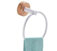 Hand Towel Ring, Walnut Wood Towel Holder, No Drill Wall Mounted Rack, Stylish Round Hanger for Small Bathrooms, Kitchens, Oro Laundry Rooms 6,69 x 5,71 x 3,74 pollici