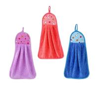 Hand Towels Set, Coral Fleece Drying Cloth, 3 Pieces with Hanging Loop for Quick Dry Use, Soft Absorbent Fabric With Gentle Touch, Bathroom Kitchen Essential, Multi Use Towels for Home Travel Nursery