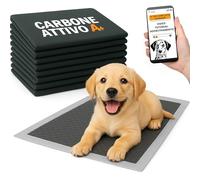 HAND Traversine Cani Carboni Attivi 60x90 cm, 50 Pezzi Super Assorbenti e Antiodore, Tappetini Igienici Neri per Cani e Cuccioli con Adesivi di Fissaggio, Extra Spessi e Resistenti (50 Pezzi 60x90 cm)