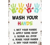 Hand Washing Steps Poster, Classroom Bathroom Rules Sign, Colorful Hygiene Wall Art for Elementary School and Daycare (Unframed,16x24inch(40x60cm))