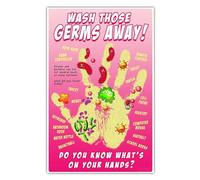 Hand Washing Steps Poster for Kids Classroom Bathroom Decor Childrens Hygiene Educational Sign for School Health Office and Home Use(Framed,08x12inch(20x30cm))