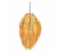 Hand Woven Beach Light Creative Industrial Beige Hanging Bohemia Rattan Pendant Lamp with Tassels Coastal Chandelier for Kitchen Island Dining Living Room