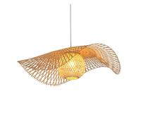 Hand-Woven Chandelier Pendant Light Natural Wicker Lamp for Tea House, Dining Room, Bar, Cafe, Club | E27 Hanging Light(B,55CM)