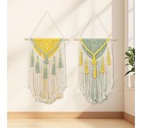 Hand Woven Colorful Tassel Tapestry Bohemian Style Tapestry Large Dreamcatchers Wall Cotton Rope Tapestry Colorful Sun Wall Decor For Bedroom Nursery Living Room Nursery(Green)