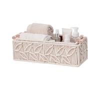 Hand-Woven Cotton Rope Storage Baskets - 12.2x5.51x3.54in Handwoven Baskets | Decorative Bathroom Organizer Bin | Storage Basket for Shelves Bathroom Bedroom Apartment Home Living Room