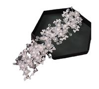 Hand-Woven Crystal & Pearl Bridal Headband - Korean Style Elegant Forehead Ornament(White)
