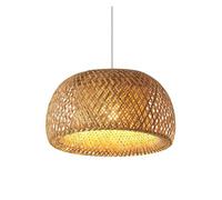 Hand-Woven Hanging Dome Natural Rattan Pendant Lamp Adjustable Rustic Chandelier Vintage Lantern Light Fixture for Kitchen Island, Living Room(30 * 18cm)