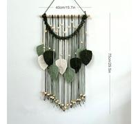 Hand Woven Leaves Tassel Tapestry Home Wall Decoration Homestay Room Wall Decorationfor Living Room Nursery Bedroom(Green)