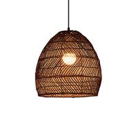 Hand-Woven Rattan Art Hanging Lights Creative Elegant Pendant Light Semi-Flush Mount Chandelier Bamboo Lantern Birdcage Suspensiom Lamp for Kitchen, Bedroom, Dining Room, Restaurant