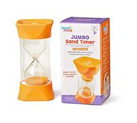 hand2mind - Clessidra con sabbia grande, 5 minuti, con tappi in gomma morbida, offre una pausa silenziosa, timer per la sabbia in classe per bambini, spazzolatura dei denti e timer di gioco (set da 1)
