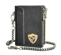 Handadsume Cera Olio Del Cuoio Genuino Del Regalo di Viaggio Della Moneta Tasca Della Carta Della Cassa Verticale Catena Rfid Portafoglio Borsa Con Snap Per Gli, 1802 Nero, Portafoglio