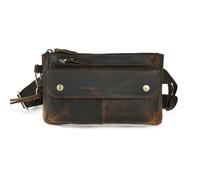 Handadsume Marsupio impermeabile in tela + pelle per escursionismo, equitazione, viaggio, piccolo marsupio per telefono per uomo e donna FB811-29, 100% Pelle-The 8136 Marrone, Medium, Stile vintage