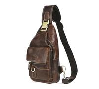 Handadsume Vera Pelle Escursionismo Viaggio DayPack Sling Crossbody Triangolo Petto Sacchetto Per Gli Uomini Donne 8241, 8241 Caffè Scuro, Medium, Stile vintage retrò elegante Street Free Style