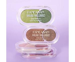 HANDAIYAN - Color Collision Two-tone Eyeshadow Palette - 4 Shades 03# Coffee Brown - 3.8g