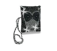 Handbag Express Nero + Borchie, Strass Gufo Piccola a Tracolla, Borsa + Polvere