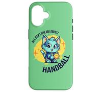 Handball Pallone pallamano Gatto Giocatore di pallamano Custodia per iPhone 16