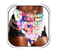 Handcess Catena per il corpo da donna con lustrini luminosi e LED scintillanti, color argento