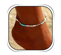 Handcess Cavigliere Boho Bracciali alla caviglia turchese argento Perline colorate Catene per piedi per donne e ragazze