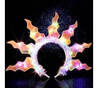 Handcess Cerchietto per capelli con fiamme luminose a LED, per feste e rave, accessorio per capelli da donna (colorato, taglia unica)