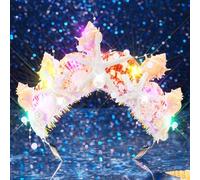 Handcess Diadema e corone a forma di stella marina con conchiglie a LED, fascia luminosa da sirena, accessorio per capelli da donna