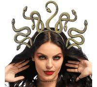 Handcess Medusa - Fascia per capelli a forma di serpente per Halloween, copricapo per carnevale e donne (oro, taglia unica)