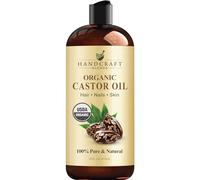 Handcraft Blends Olio di ricino biologico, 473 ml, 100% puro e naturale, olio vettore di alta qualità per la crescita di capelli, ciglia e sopracciglia, capelli e corpo, pressato con espulsore e senza