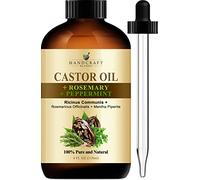Handcraft Blends Olio di ricino con olio di rosmarino e menta piperita, 118 ml, 100% puro e naturale, olio di alta qualità per la crescita dei capelli, ciglia e sopracciglia, olio per capelli, corpo