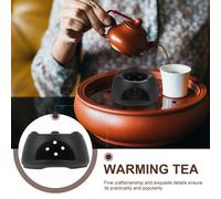 Handcrafted Ceramic Tea Warmer Teapot Heater Black Candle Holder for Home Use