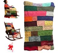 Handcrafted Funny Cussword Blanket, Colorful Swear Word Crochet Blanket, Soft Personalized Square Crochet Throw Blankets for Adults Gag Gift,Friends,Coworkers,Home Decor