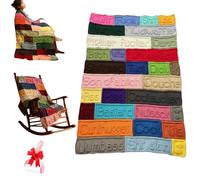 Handcrafted Funny Cussword Blanket, Colorful Swear Word Crochet Blanket, Soft Personalized Square Crochet Throw Blankets for Adults Gag Gift,Friends,Coworkers,Home Decor