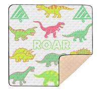 Handdraw Line T-rex Ankylosaurus - Tappetino da gioco imbottito, grande, antiscivolo, per uso interno ed esterno, 1 pezzo, per bambini, 127 x 127 cm